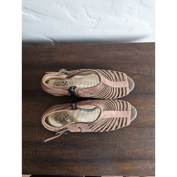 Vince Camuto Eliana Heeled Gladiator Caged Peep Toe Sandal Shoes - Size 8.5 - Picture 7 of 12